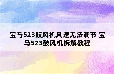 宝马523鼓风机风速无法调节 宝马523鼓风机拆解教程